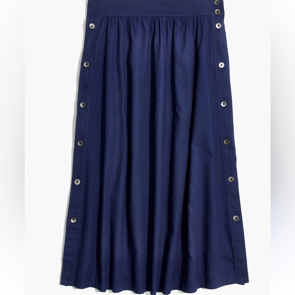 madewell side button midi a-line cotton skirt - Picture 1 of 6